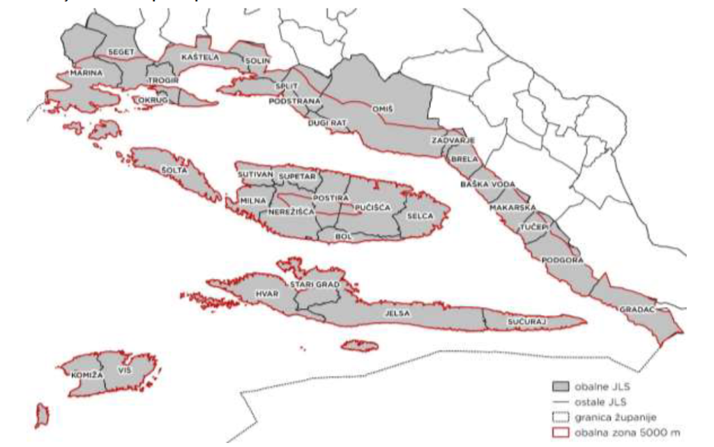 THE COASTAL AREA OF SDZ - in the sense defined by the ICZM Protocol and the Spatial Planning Act, includes the area of ​​32 local self-government units (11 cities and 21 municipalities) with a coastline, which occupy about 41% of the land surface of SDZ.